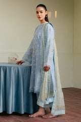 Zarashahjahan on chickankari lawn with diamond voil printed dopatta