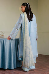 Zarashahjahan on chickankari lawn with diamond voil printed dopatta