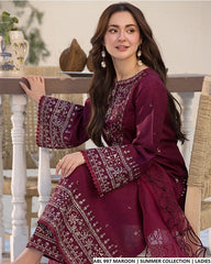 Qalamkar on emb lawn with organza Cut work Dopatta
