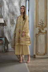 Chrimson on heavy chickankari Lawn with Chiffon Emb Dopatta