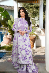 Aneela on emb lawn with chiffon 4 side printed emb dupatta
