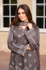 Emb Dhanak with Emb dhanak shawl