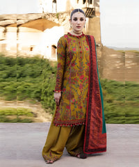 Hussain rehar on emb Dhanak with Pashmina printed wool shawl