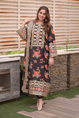 Aneelas on Soft Digital Printed Shemoz Silk with Chiffon Silk Ready to Wear Dopatta