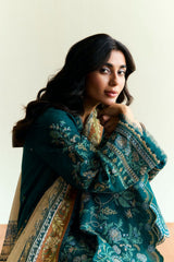 Coco by zarashahjanah on heavy emb dhanak with printed wool shawl