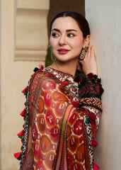 Qalamkar on heavy emb dhanak with  printed wool shawl