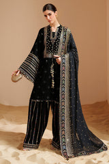 MF1330| JAZMIN UNSTITCHED 3PC HEAVY EMB PREMIUM MICRO VELVET WITH READY TO WEAR EMB KHAADI NET DUPATTA