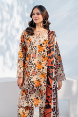 (MF13) BAROQUE| UNSTITCHED 3PC PREMIUM BANA DORA  DIGITAL PRINTED LAWN