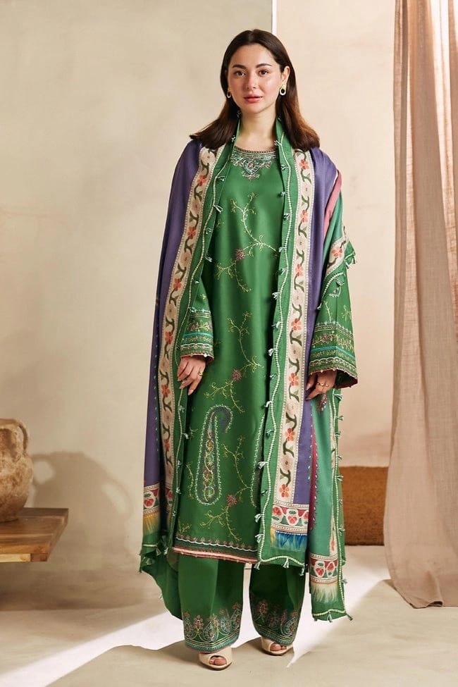 Zarashahjahan — 3pc on emb Lawn with  Digital Dimond print Dopatta image 3
