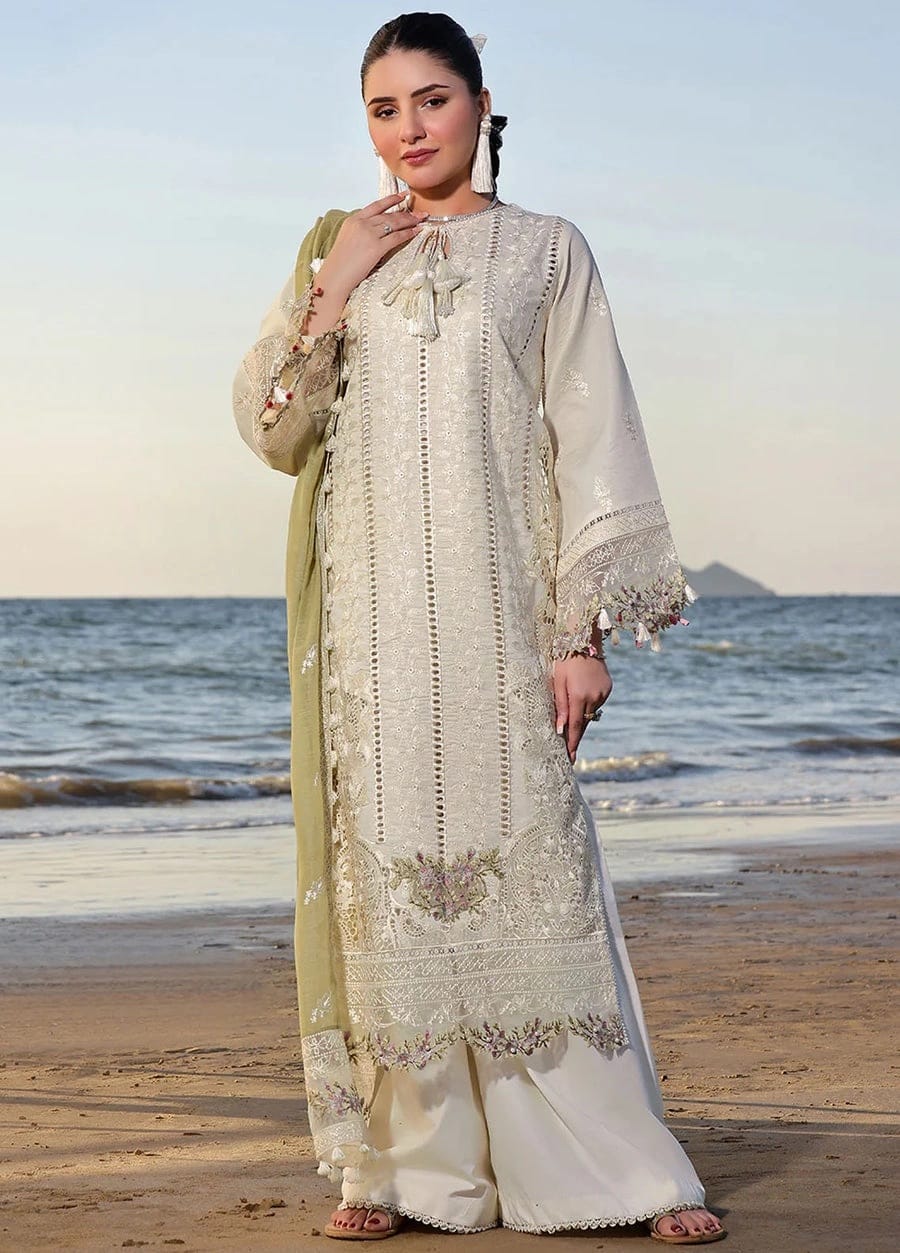 Flossie — 3pc on emb Lawn with Chiffon  Emb Dopatta image 0