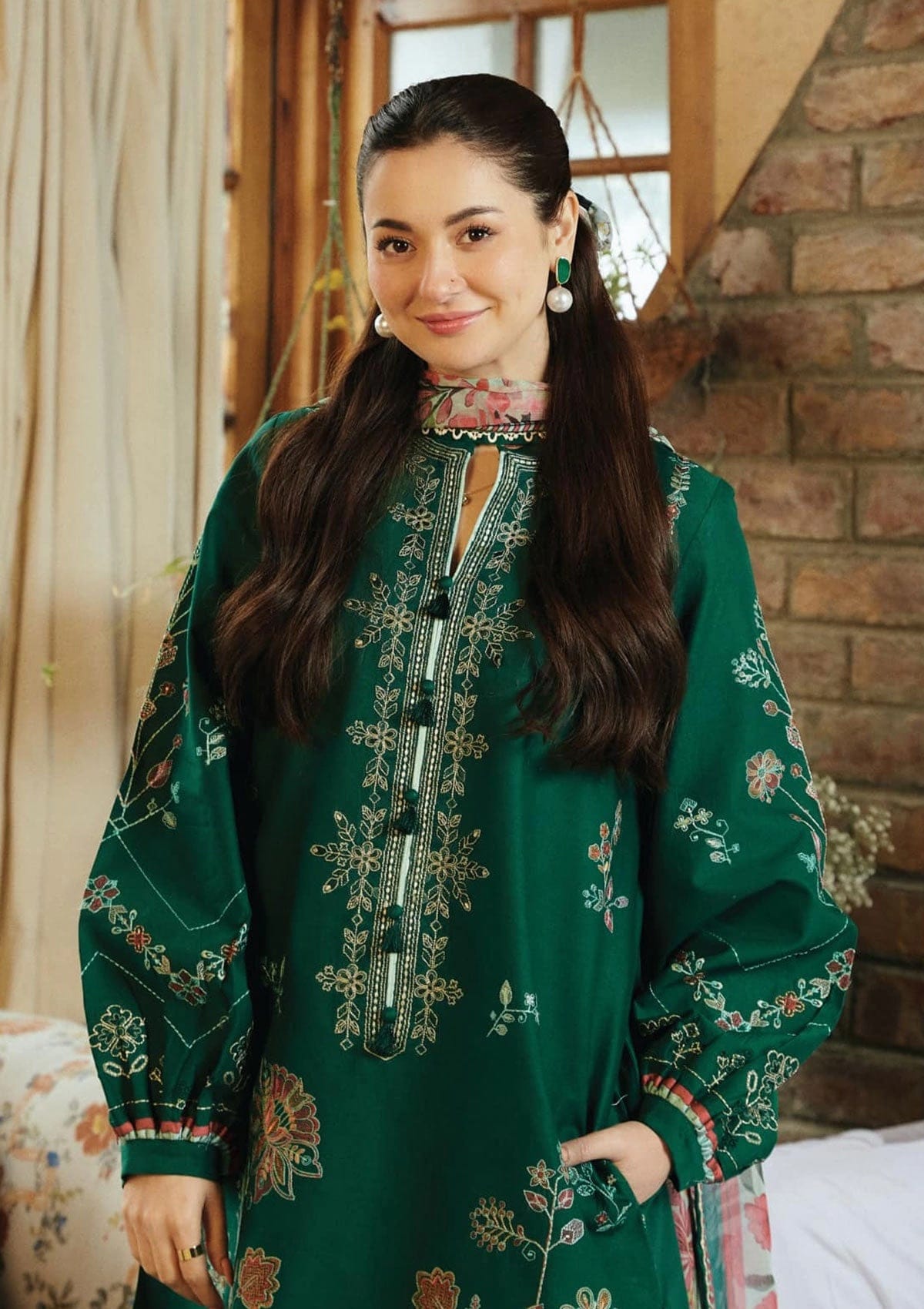 Zara shahjahan — 3pc on emb Lawn with Diamond Dopatta image 2